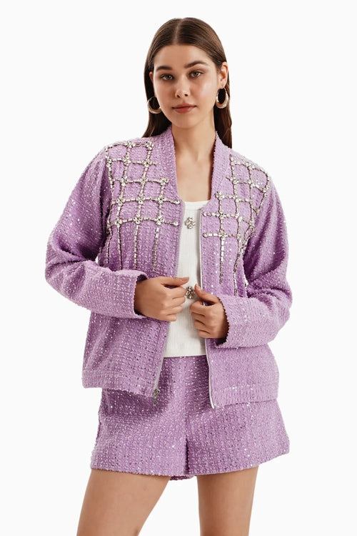 Purple Denim Lazercut Jacket