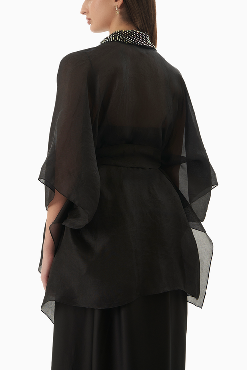 Black Organza Swarvoski Cape