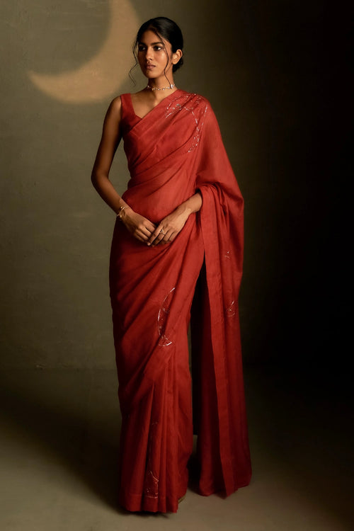 Chaand Saree with Sleeveless Blouse