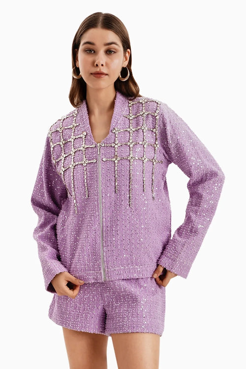 Purple Denim Lazercut Jacket