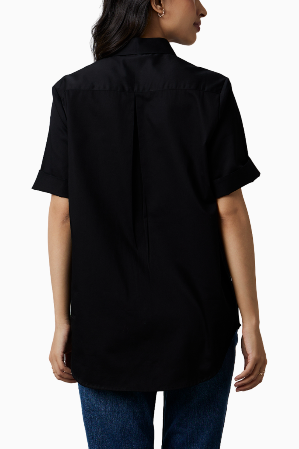 Black Metallic Heart Embroidered Shirt