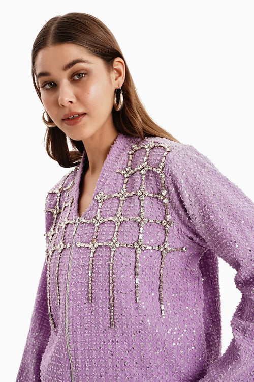 Purple Denim Lazercut Jacket