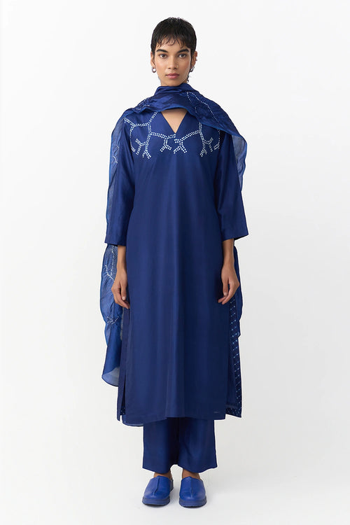 Badra Navy Kurta