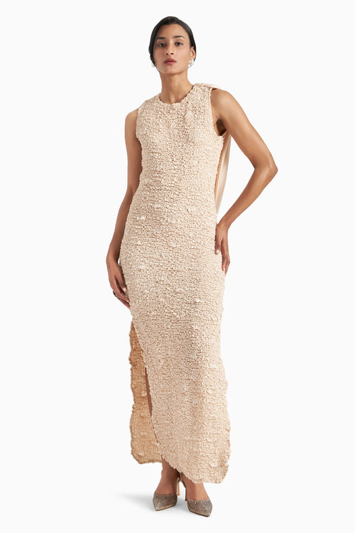 Alabaster Backless Satin Gown