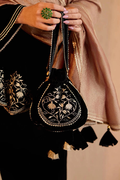 Black Peacock Potli Bag