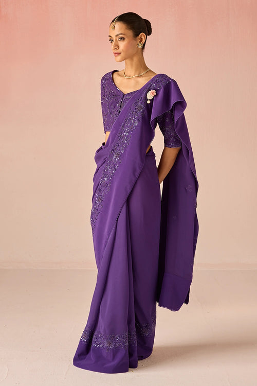 Mauve Purple Bahaara Georgette Saree