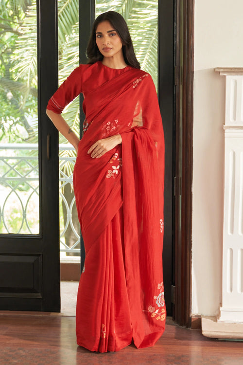 Poppy Embroidered Saree