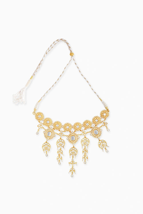 Chandni Drape Necklace with Mirror Polki