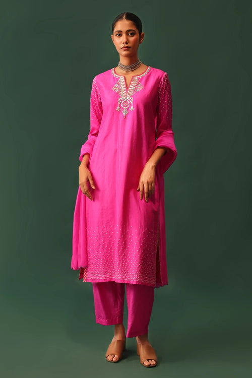 Rani Bandhani Hand Cut Gota Suit Set