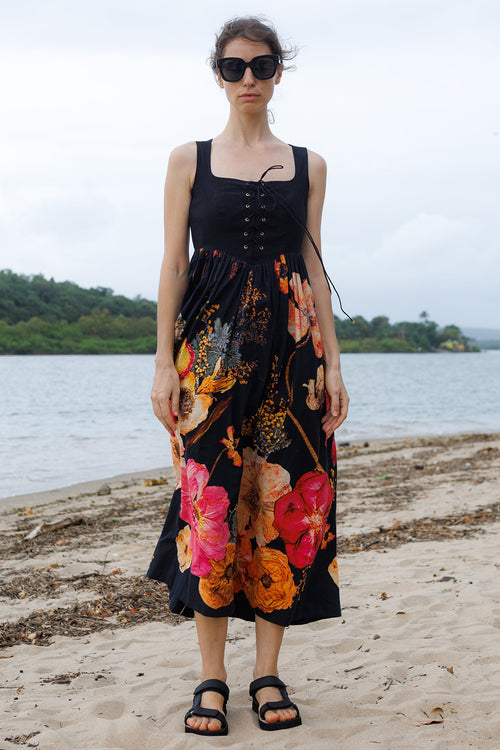Midnight Blossom Corset Dress