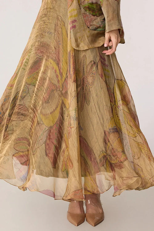 Gold Micah Blazer With Gold Arleth Bralette And Gold Revah Skirt