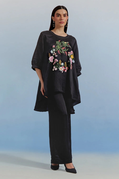 Black Swayer Top and Trouser Set