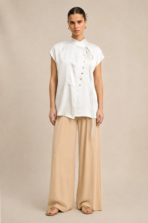 Ivory White Crew Neck Blouse