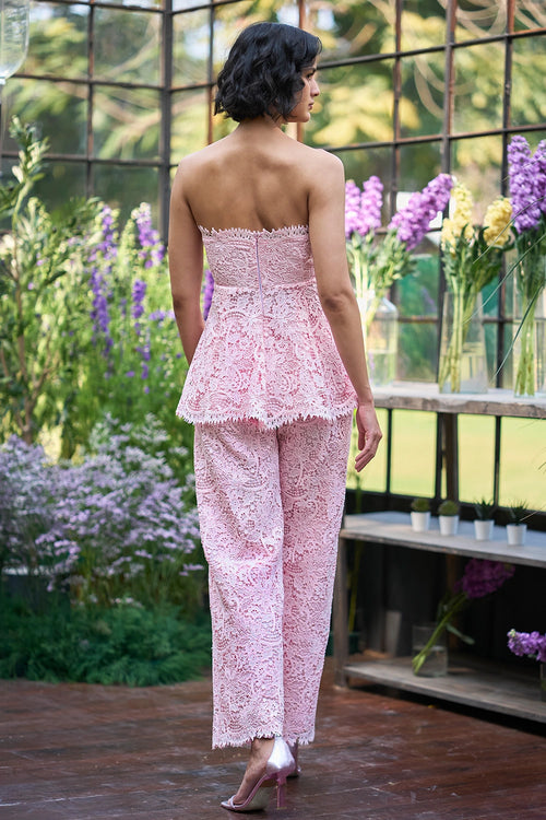 Scalloped Straight-Cut Lace Pant