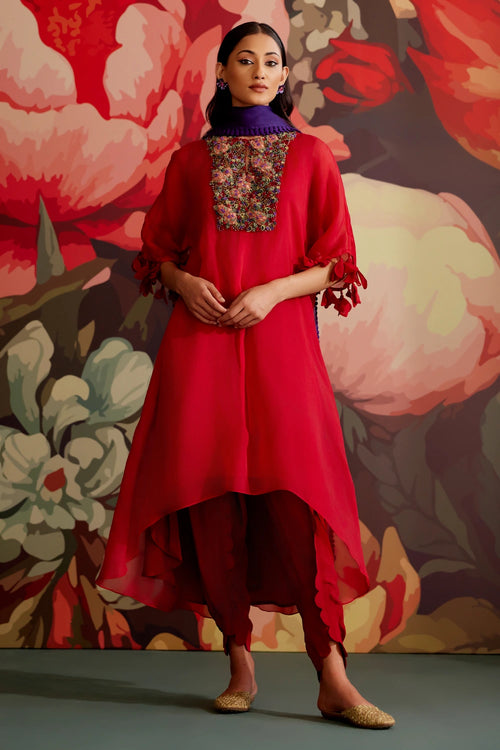 Ruby Silk Kurta Set