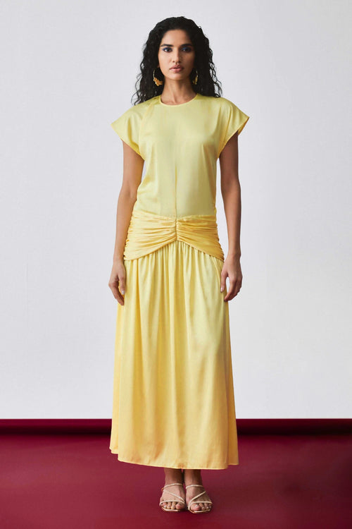 Yellow Maxine Drape Dress