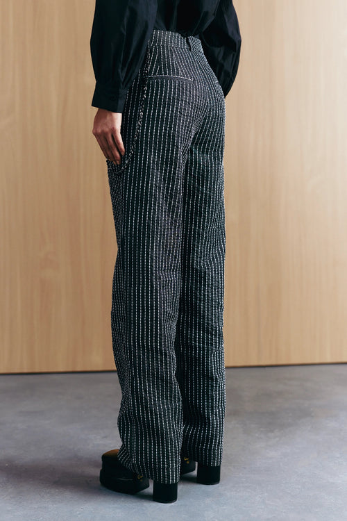 Black Embroidered Denim Jeans