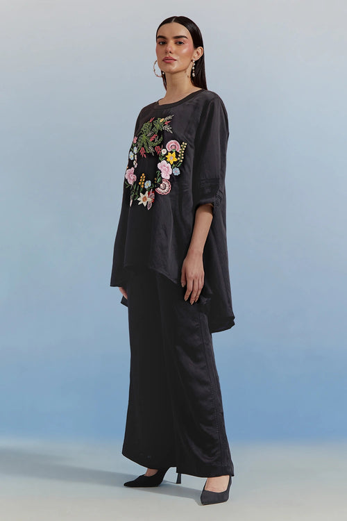 Black Swayer Top and Trouser Set