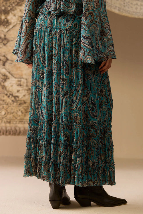 Carmine Paisley Skirt