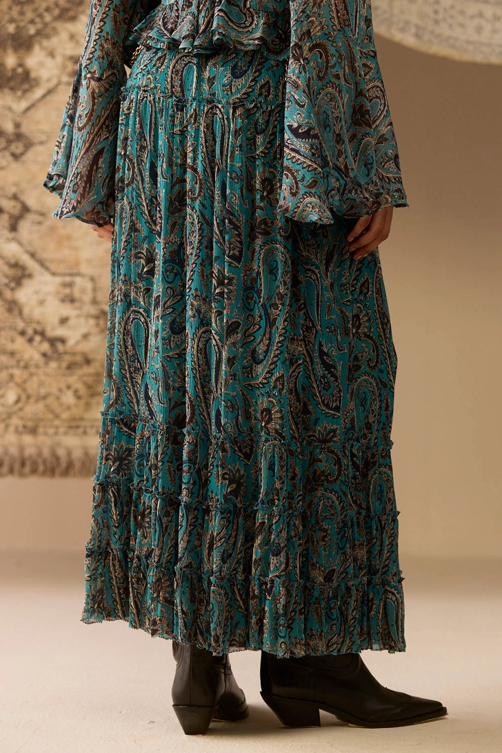 Carmine Paisley Skirt