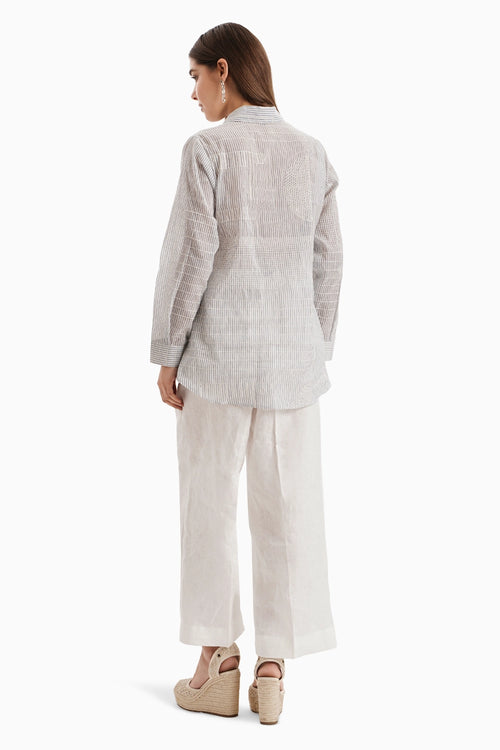 Cotton Striped White Panel Shirt