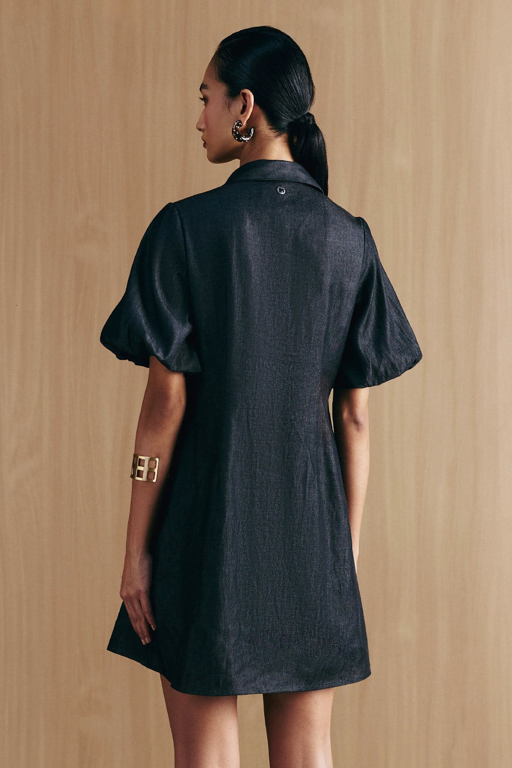 Black Black Denim Embellished Dress