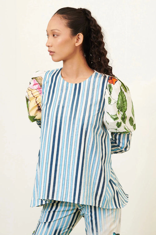 Blue Stripe Floral Co-ord Set