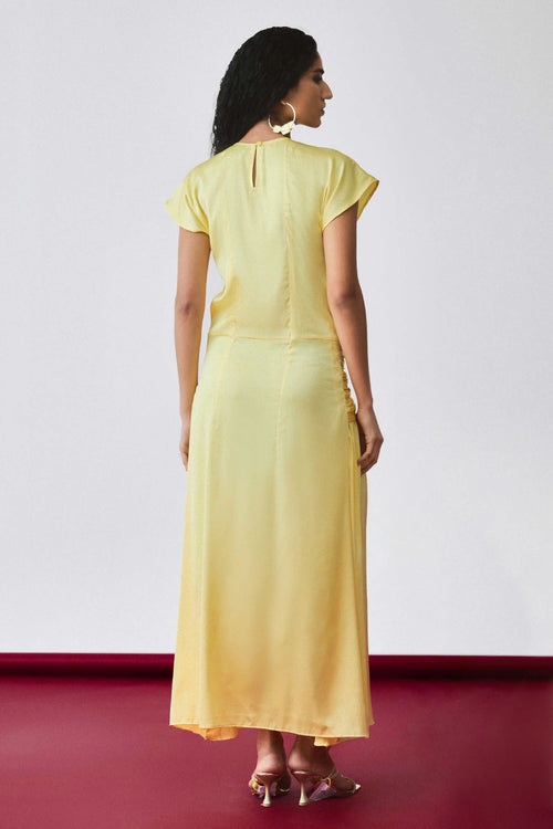 Yellow Maxine Drape Dress
