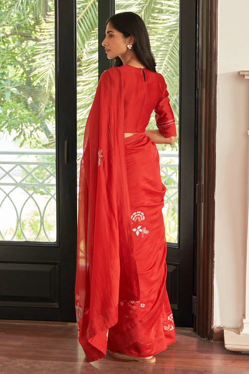 Poppy Embroidered Saree
