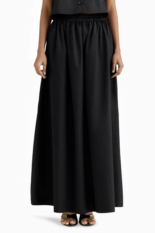 Black Cotton Maxi Skirt