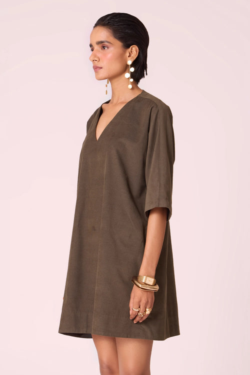 Stad Olive Needlecord Shift Dress