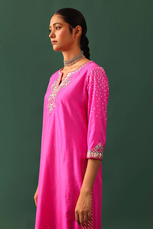 Rani Bandhani Hand Cut Gota Suit Set