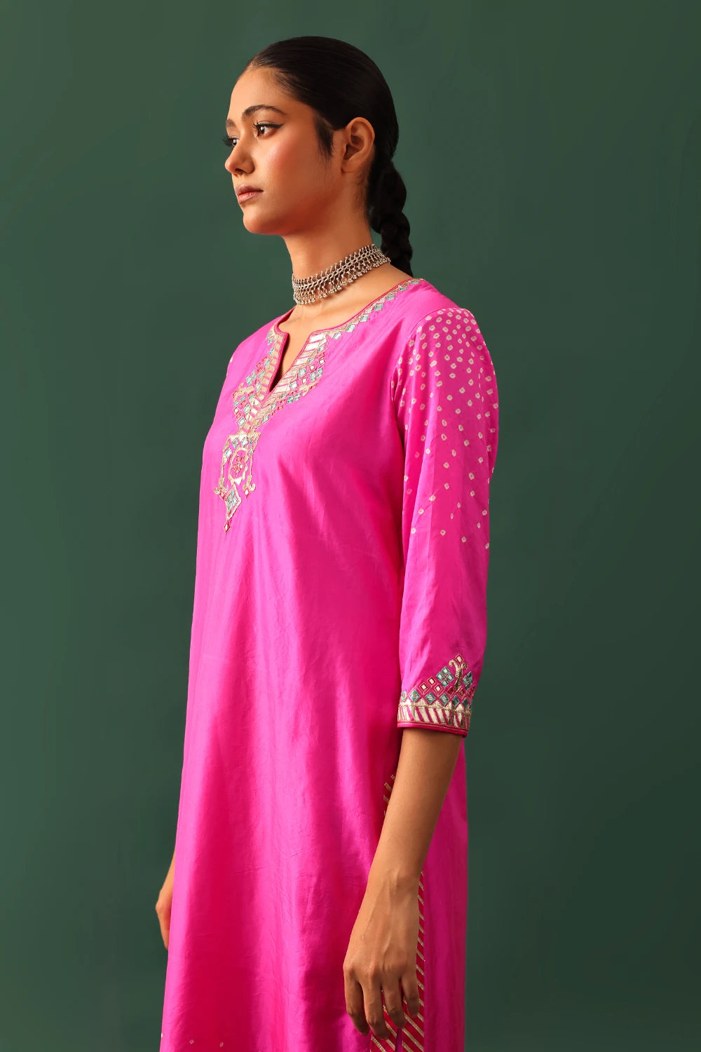 Rani Bandhani Hand Cut Gota Suit Set