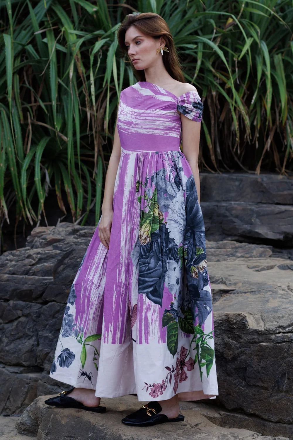 Purple Scratch Print Dress
