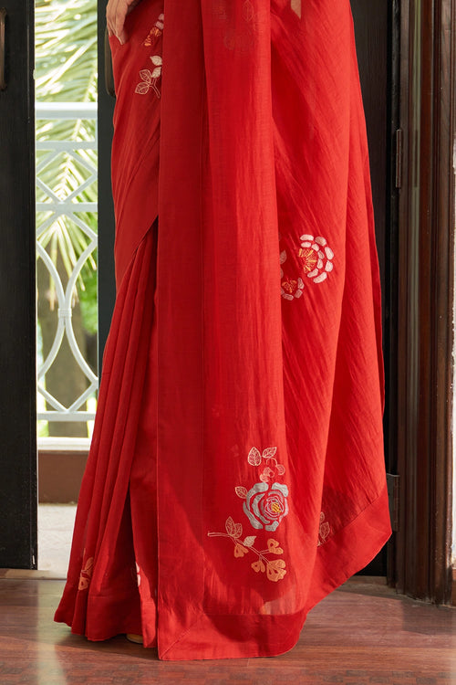 Poppy Embroidered Saree