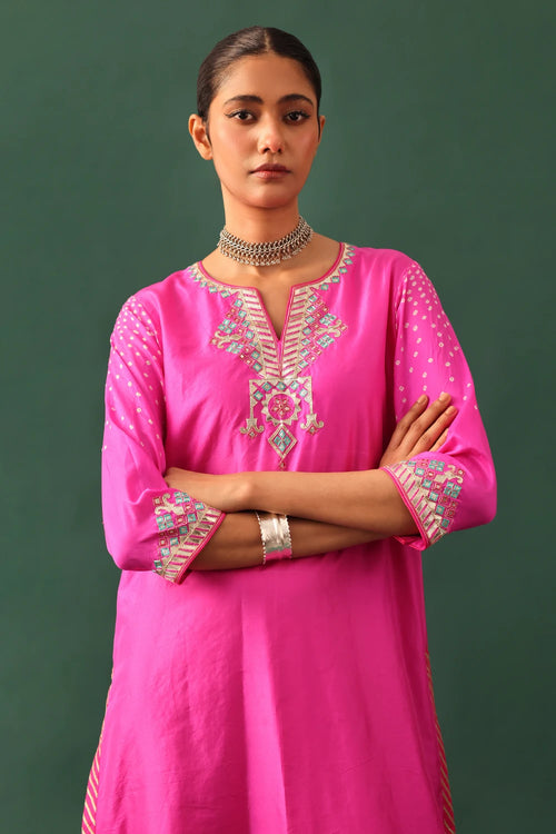 Rani Bandhani Hand Cut Gota Suit Set