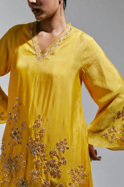 Amber Floral Embroidered Silk Co-ord Set