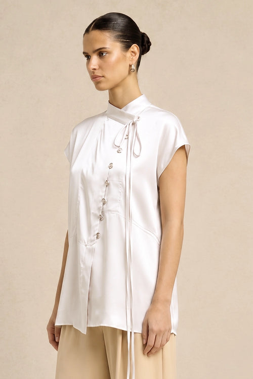 Ivory White Crew Neck Blouse