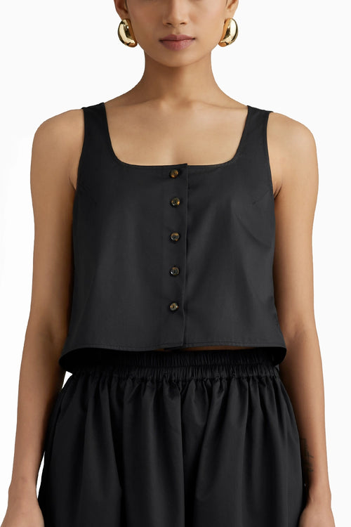 Black Cropped Sleeveless Top