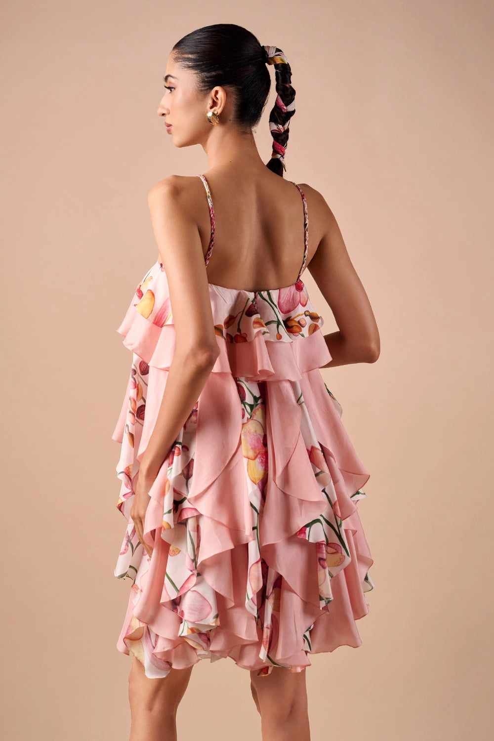Pink Printed Ruffle Dress