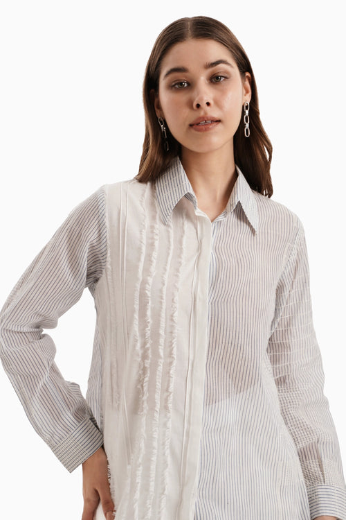 Cotton Striped White Panel Shirt