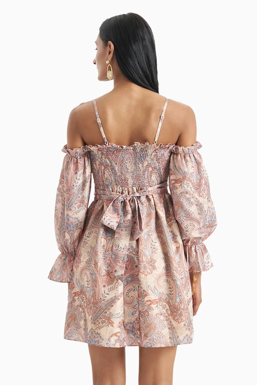 Sunset Paisley Off Shoulder Dress