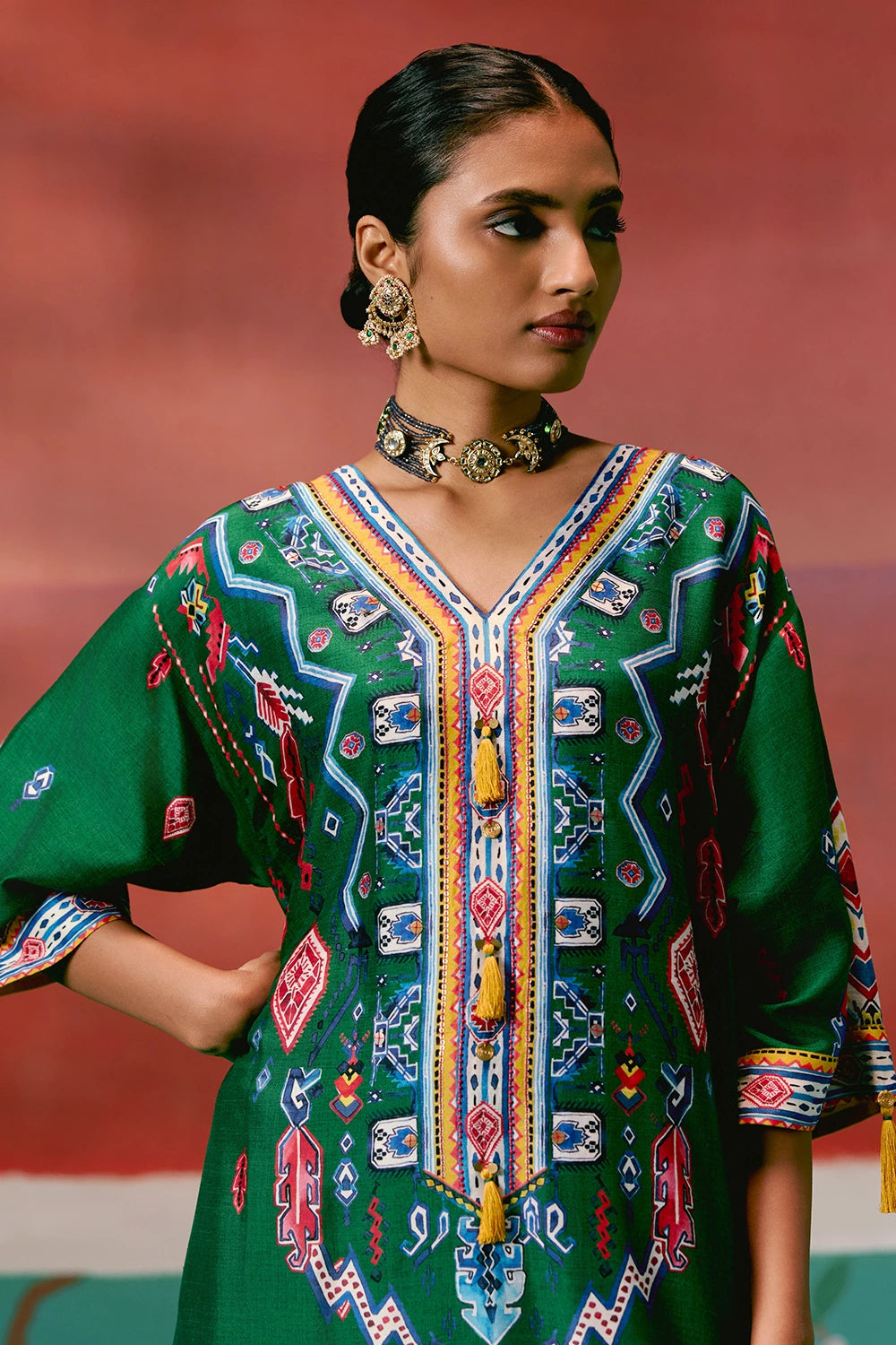 Emerald Aztec Kaftan Set