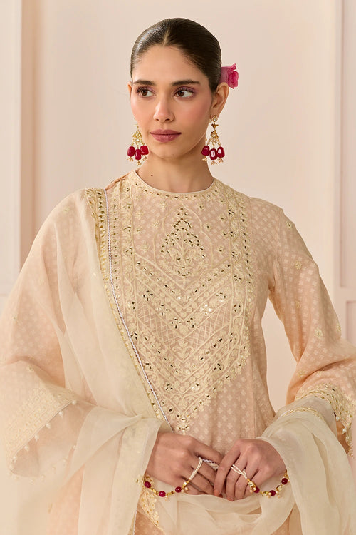 Nida Carnation Pink Short Choga with Farshi Salwar and Dupatta