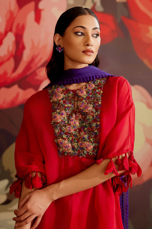 Ruby Silk Kurta Set