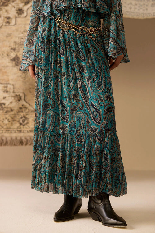 Carmine Paisley Skirt