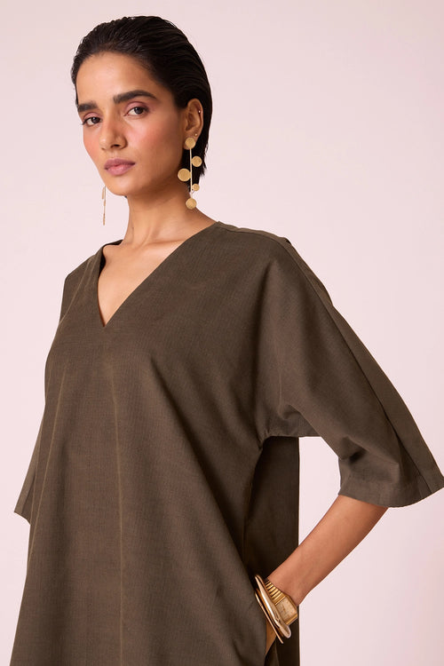 Stad Olive Needlecord Shift Dress