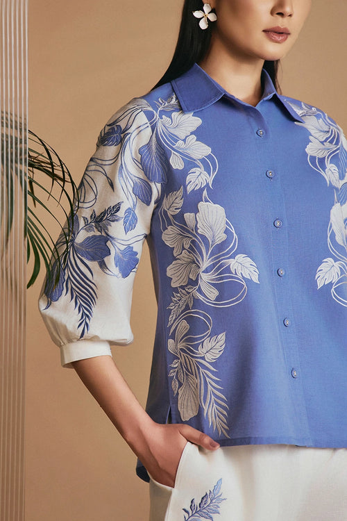Blue Ivory Petal Safari Shirt