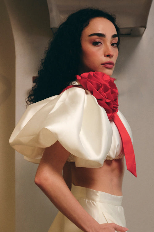 White Statement Crop Top