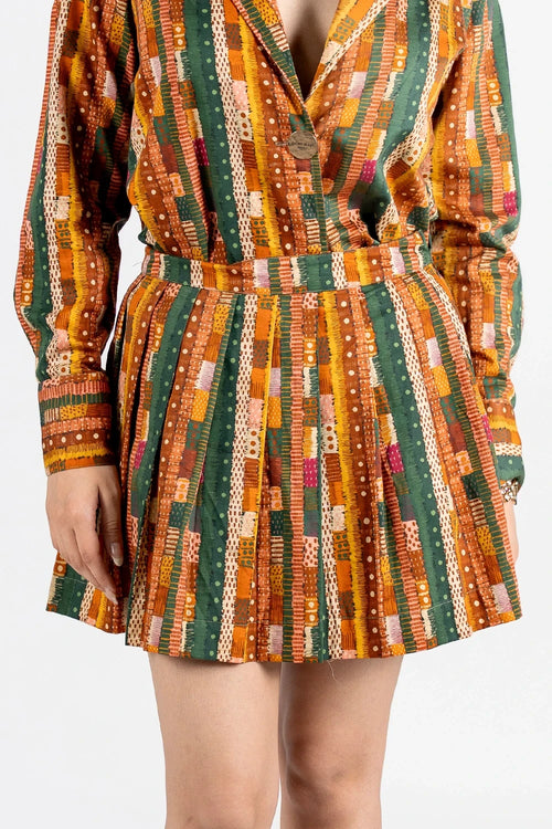 Gond Abstract Stripes Skater Skirt